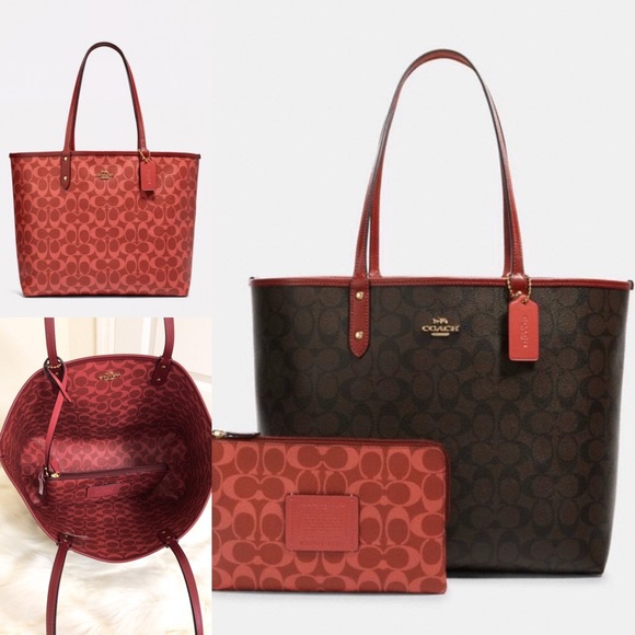 💃Coach Reversible Blocked Signature Tote+Wristlet - Picture 6 of 8
